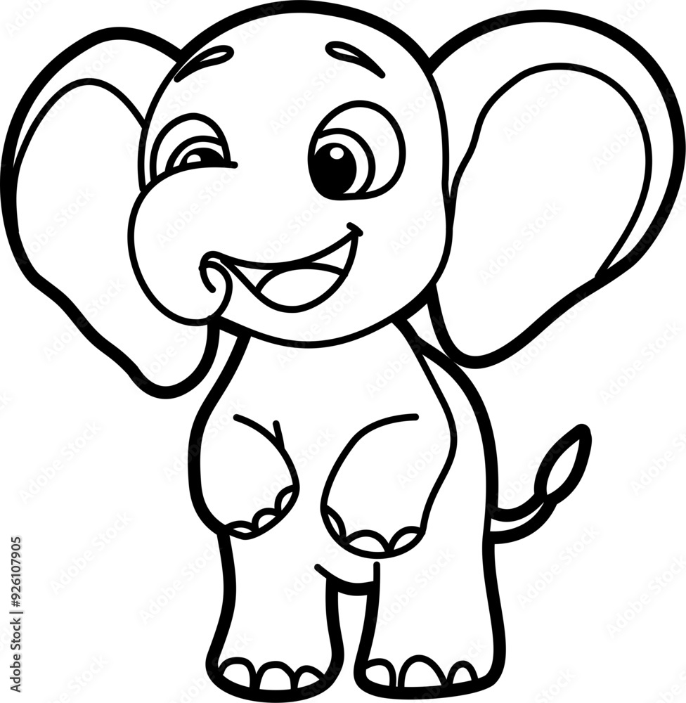 Obraz premium Elephant coloring outline vector illustration