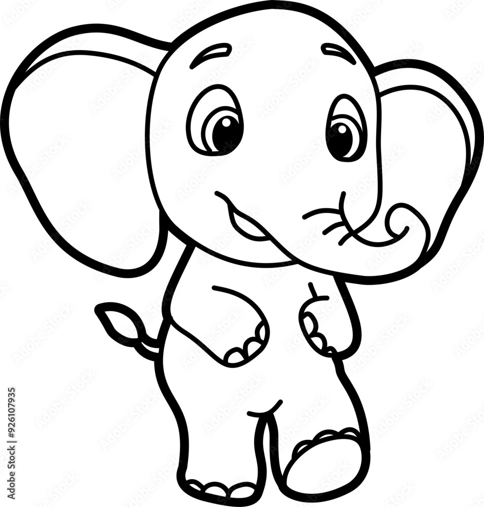 Fototapeta premium Elephant coloring outline vector illustration