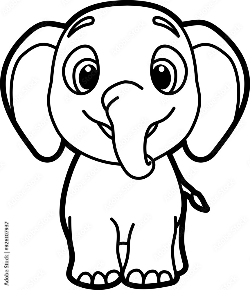 Obraz premium Elephant coloring outline vector illustration