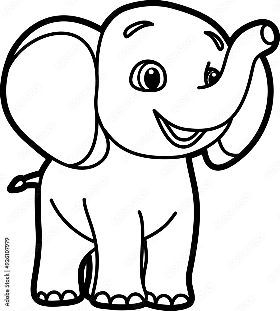 Fototapeta premium Elephant coloring outline vector illustration