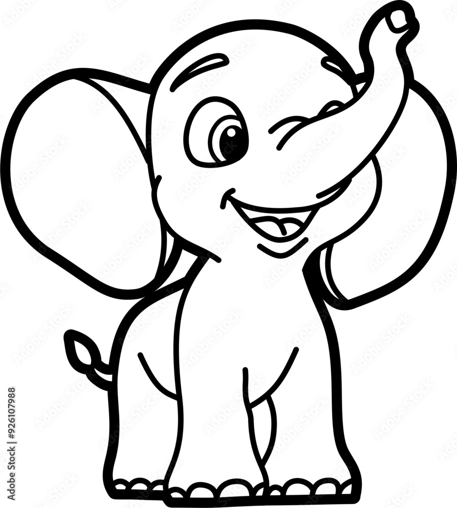 Fototapeta premium Elephant coloring outline vector illustration