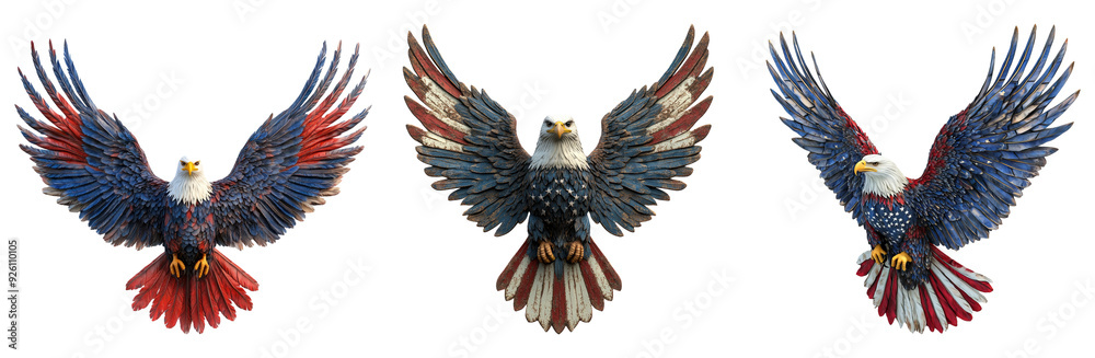 Obraz premium Soaring eagles set isolated on transparent background