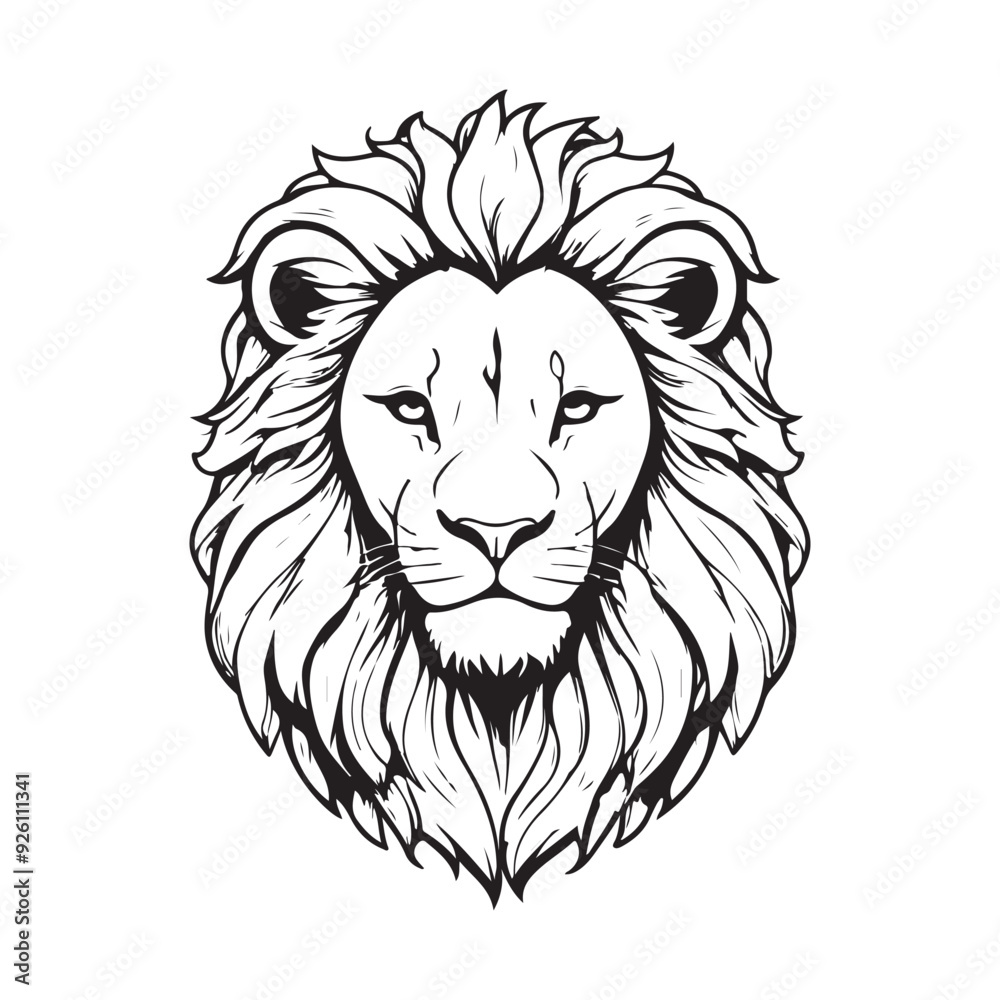 Obraz premium line art lion on white background. sketch style. Vector graphic icon animal.