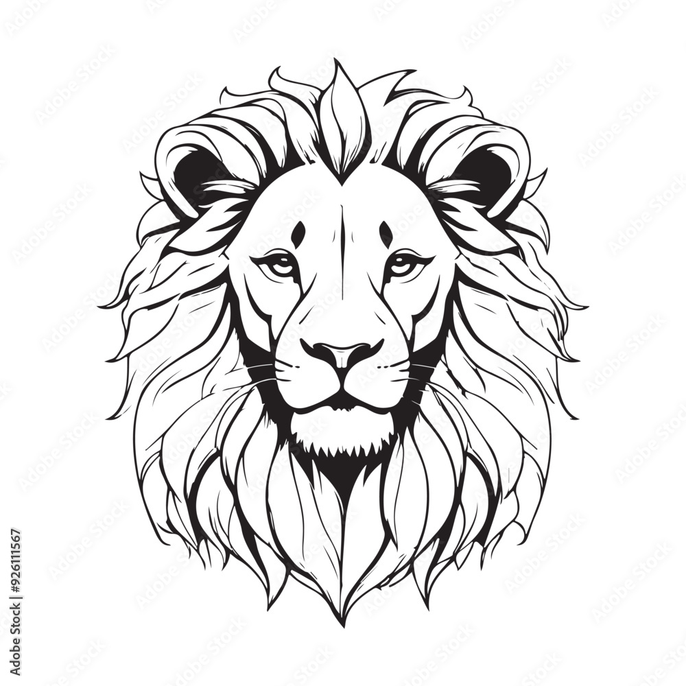 line art lion on white background. sketch style. Vector graphic icon animal. line art lion on white background. sketch style. Vector graphic icon animal.