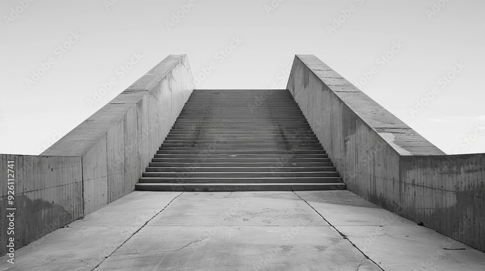 Fototapeta premium a black and white photo of a set of stairs