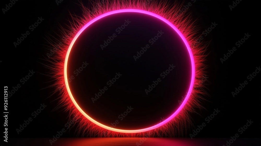 Stunning Neon Circle with Radiant Glow and Abstract Design Stunning Neon Circle with Radiant Glow and Abstract Design
