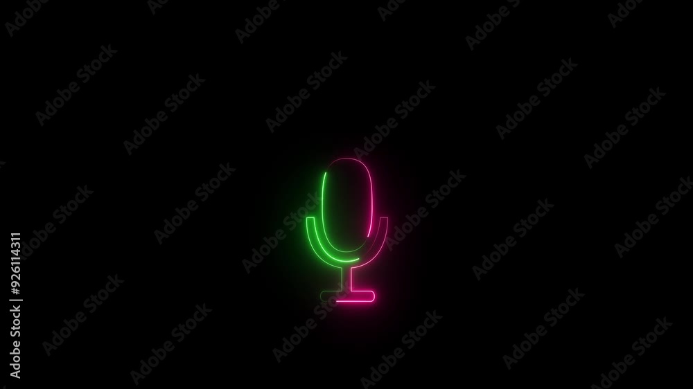Audio wave microphone icon animation. Voice recording podcast mic microphone button icon animation on black background. Audio wave microphone icon animation. Voice recording podcast mic microphone button icon animation on black background.