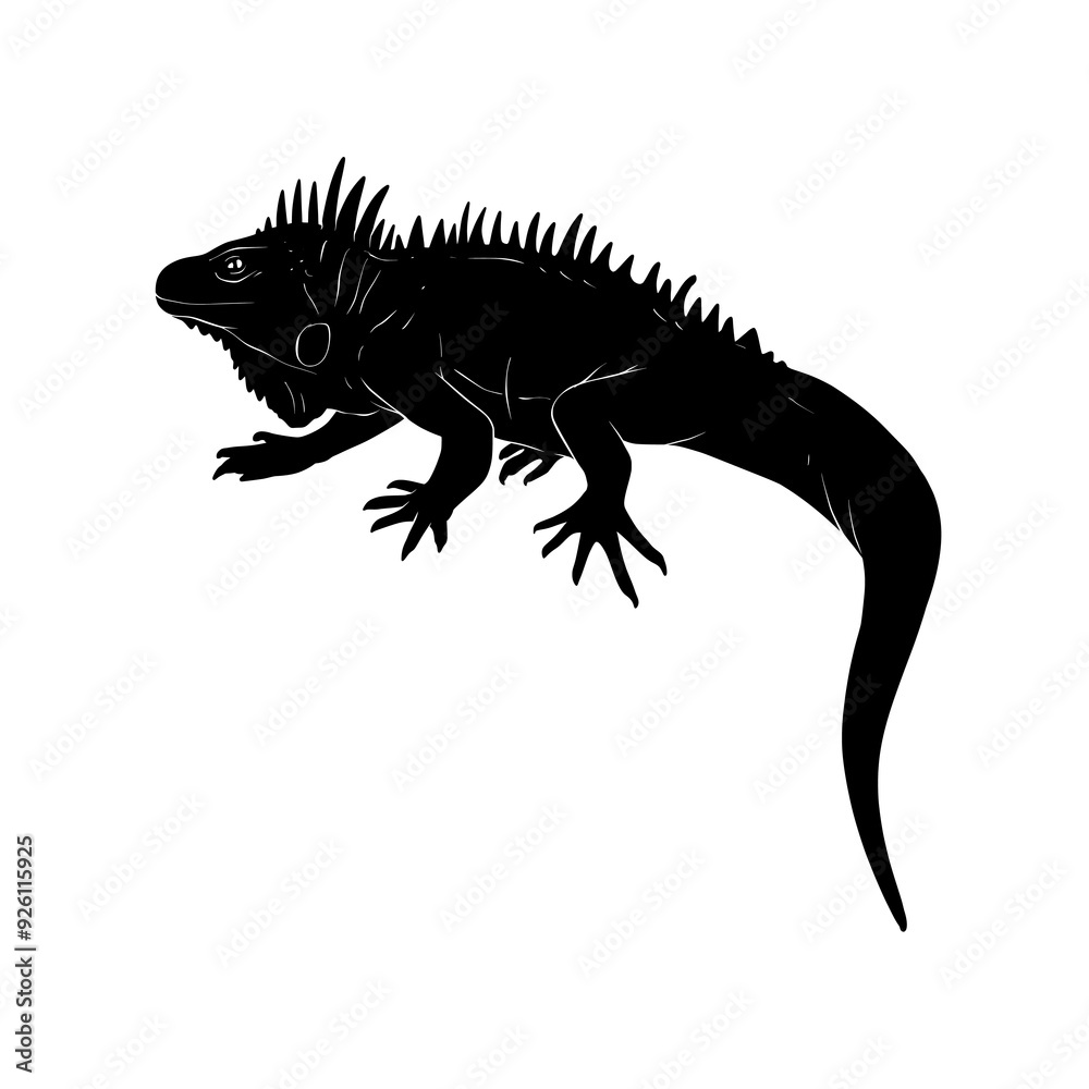 Fototapeta premium Iguana Lizard Silhouette Vector Illustration