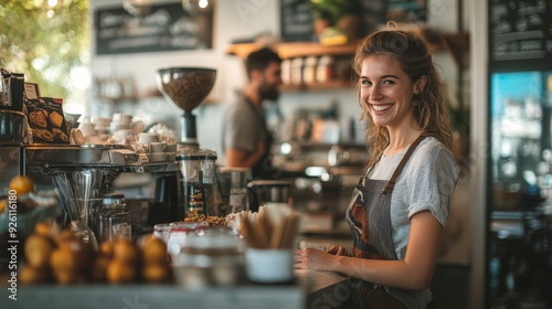 Happy Barista Working in a