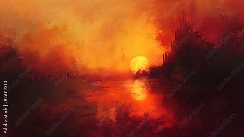 Sunset Over Cityscape. Sunset Over Cityscape.