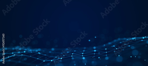 Technological background from dots and lines. Big data visualization. 3D rendering.