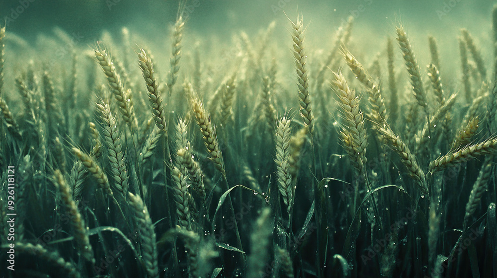 Wheat in green shades on a field Wheat in green shades on a field