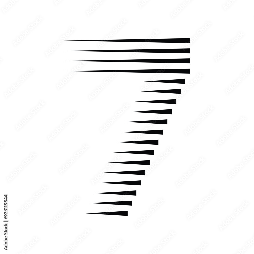 Number 7 with Motion Speed Lines Pattern Number 7 with Motion Speed Lines Pattern