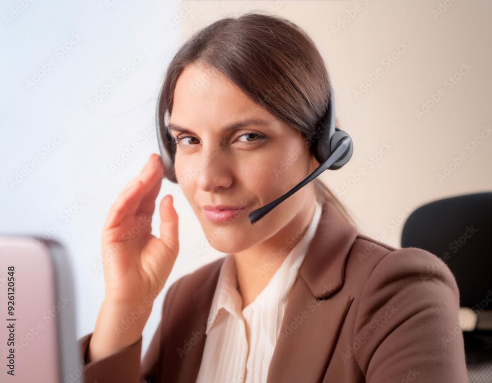 Telephone operator at work, illustrating communication, customer service, call center, telecommunication, assistance, and support. Telephone operator at work, illustrating communication, customer service, call center, telecommunication, assistance, and support.