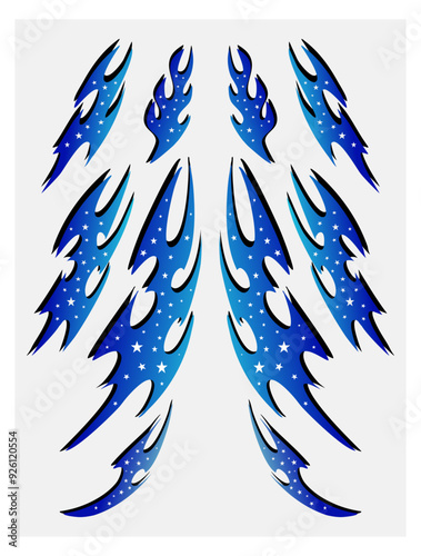 Jdm blue with stars decal design vector racing or car livery, jdm wrap design