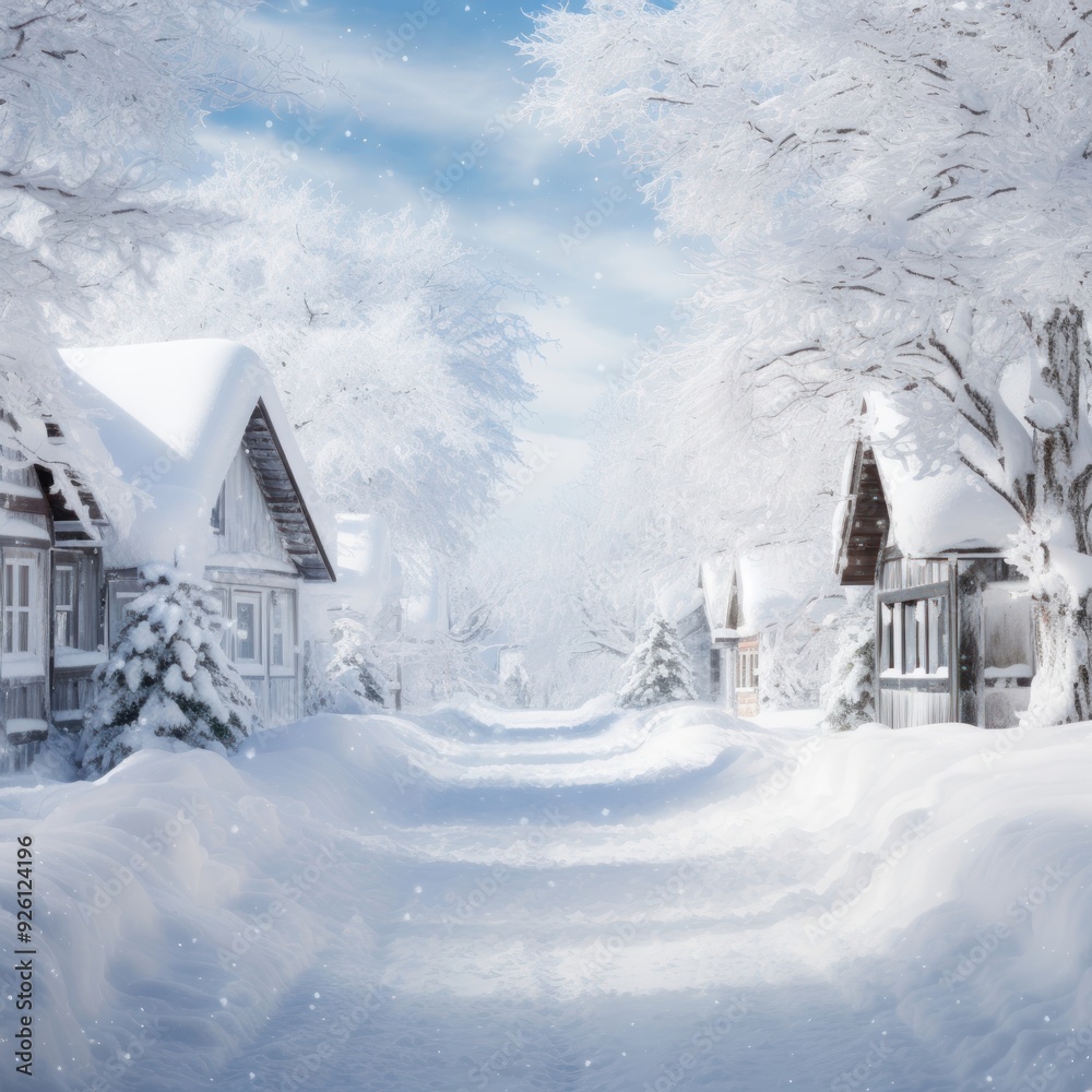 Fototapeta premium White christmas snow architecture landscape.