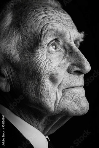 Wisdom Etched in Time - Poignant Black and White Portrait of an Elderly Individual, Reflecting a Lifetime of Emotions | Classic Portraiture Style