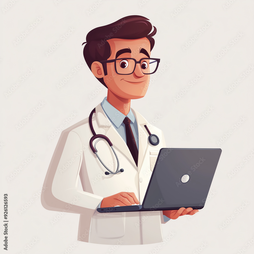 Digital Healthcare Expert: Cartoon Online Doctor Character for Modern Telemedicine Banners and Posters Digital Healthcare Expert: Cartoon Online Doctor Character for Modern Telemedicine Banners and Posters