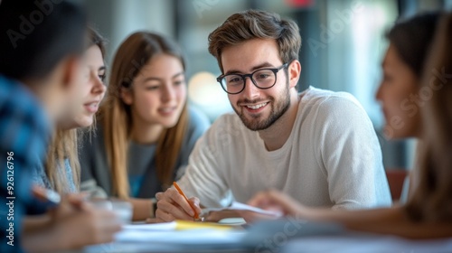Group of students studying