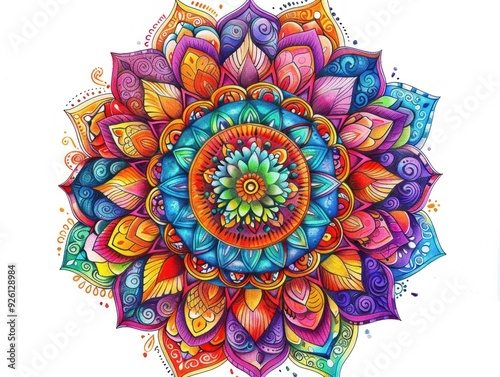 Vibrant Mandala: Hand-Drawn Artistic Design Wallpaper