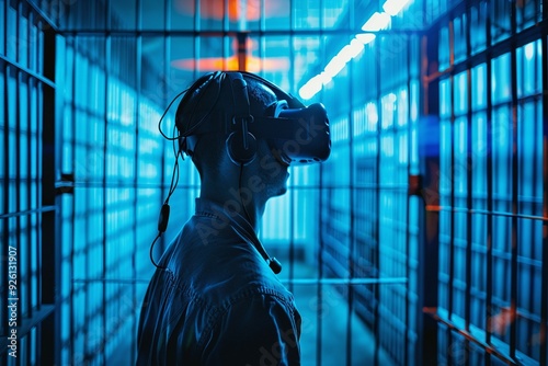 ai generative man uses vr in prison