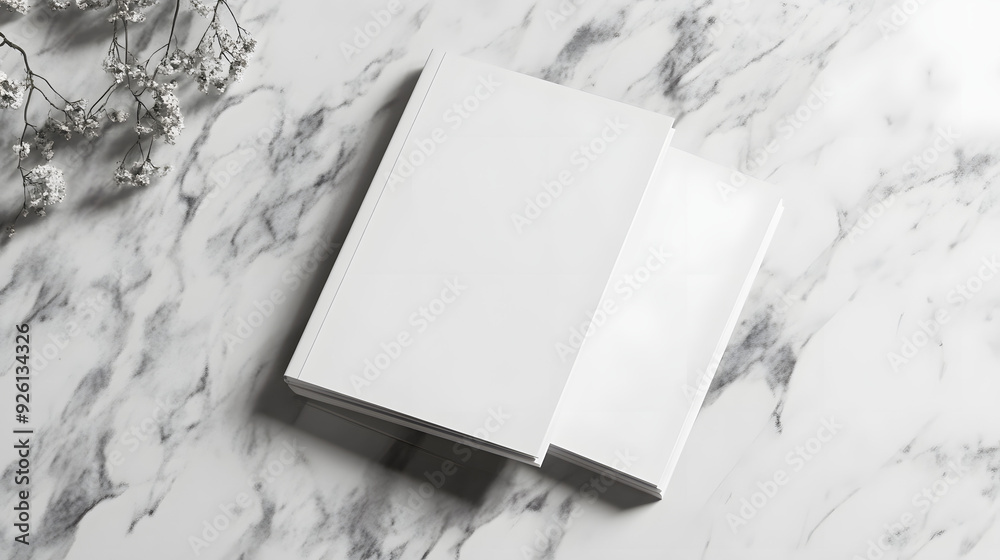 book cover mockup design. blank book mockup on white marble stone coffee table , shadow overlay book cover mockup design. blank book mockup on white marble stone coffee table , shadow overlay