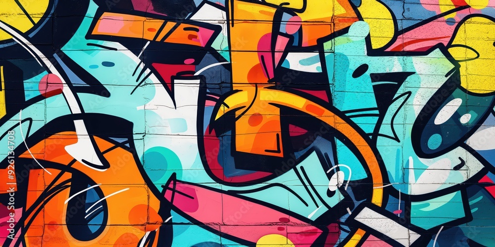 Fototapeta premium Vibrant Abstract Mural in Urban Setting created by ai