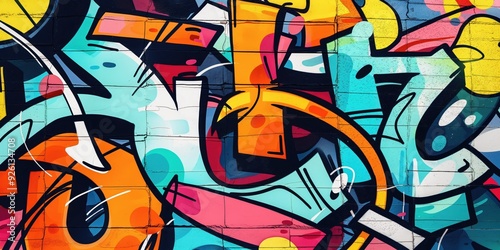 Wallpaper Mural Vibrant Abstract Mural in Urban Setting created by ai Torontodigital.ca