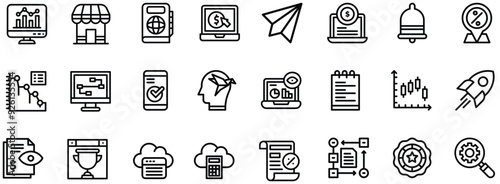 SEO & Marketing Lineal icons collection. 25 icon set in a Lineal design.