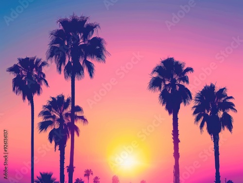 Palm Tree Silhouettes at Sunset Wallpaper