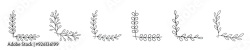 hand drawn flower corner borders fancy page decoration laurel design elements
