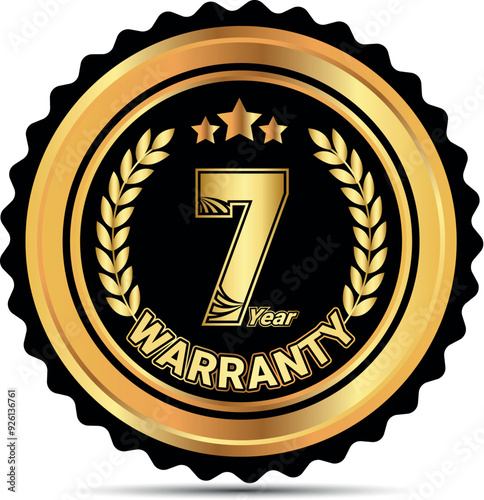 7 year warranty badge for packaging sticker Red and gold warranty sticker