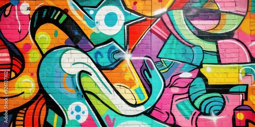 Wallpaper Mural Vibrant Abstract Mural in Urban Setting created by ai Torontodigital.ca