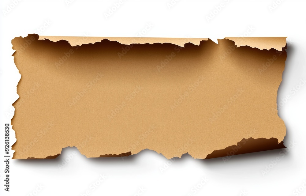 Single piece of torn terracotta paper isolated on a white background Single piece of torn terracotta paper isolated on a white background