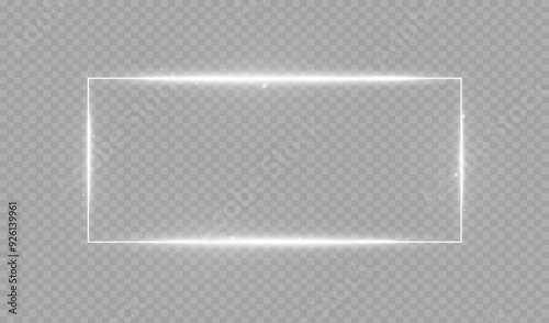 Rectangular frame with light effects. White frame. Vector illustration, eps