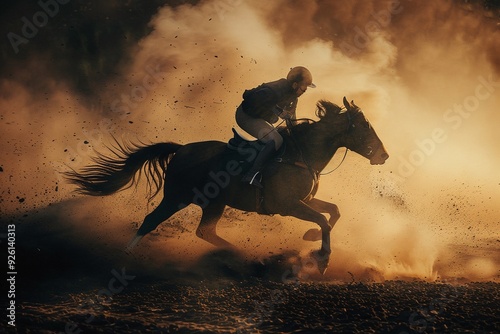 ai generative silhouette of a horse racer