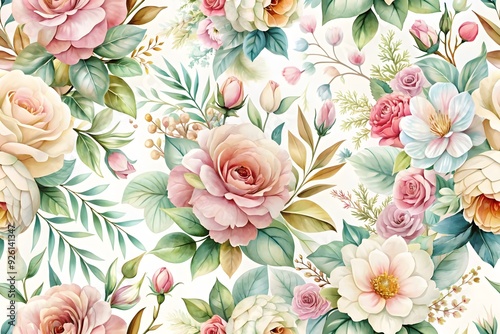 Wallpaper Mural Flower print. Elegance seamless pattern.
 Torontodigital.ca