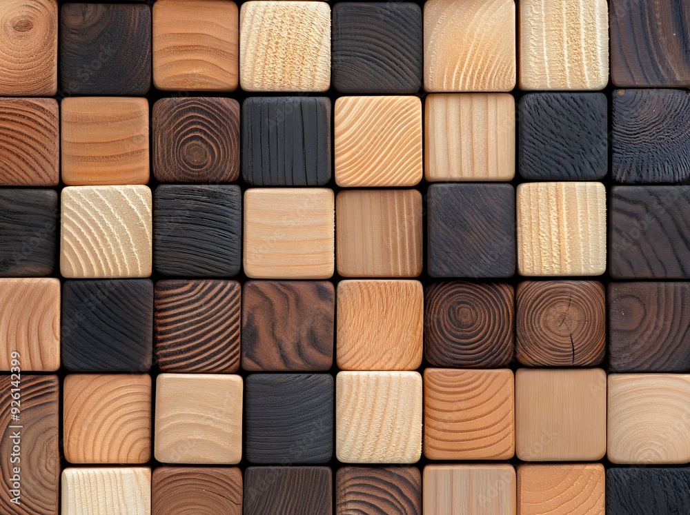 Wall made of wooden blocks with different textures and colors, showcasing the beauty in diversity Wall made of wooden blocks with different textures and colors, showcasing the beauty in diversity