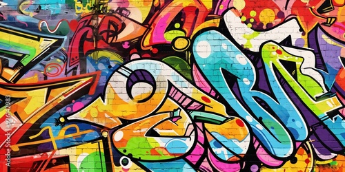 Wallpaper Mural Vibrant Abstract Mural in Urban Setting created by ai Torontodigital.ca