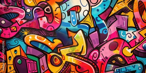 Vibrant Abstract Mural in Urban Setting created by ai