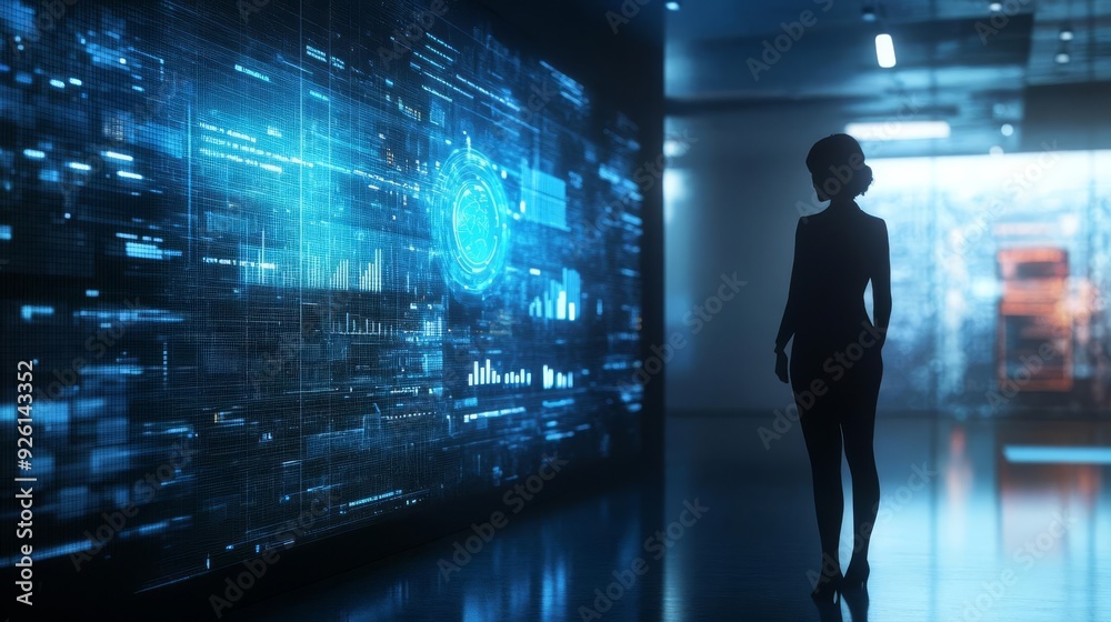 Global business people network concept with 3d silhouettes in airport, corridor, and subway Global business people network concept with 3d silhouettes in airport, corridor, and subway