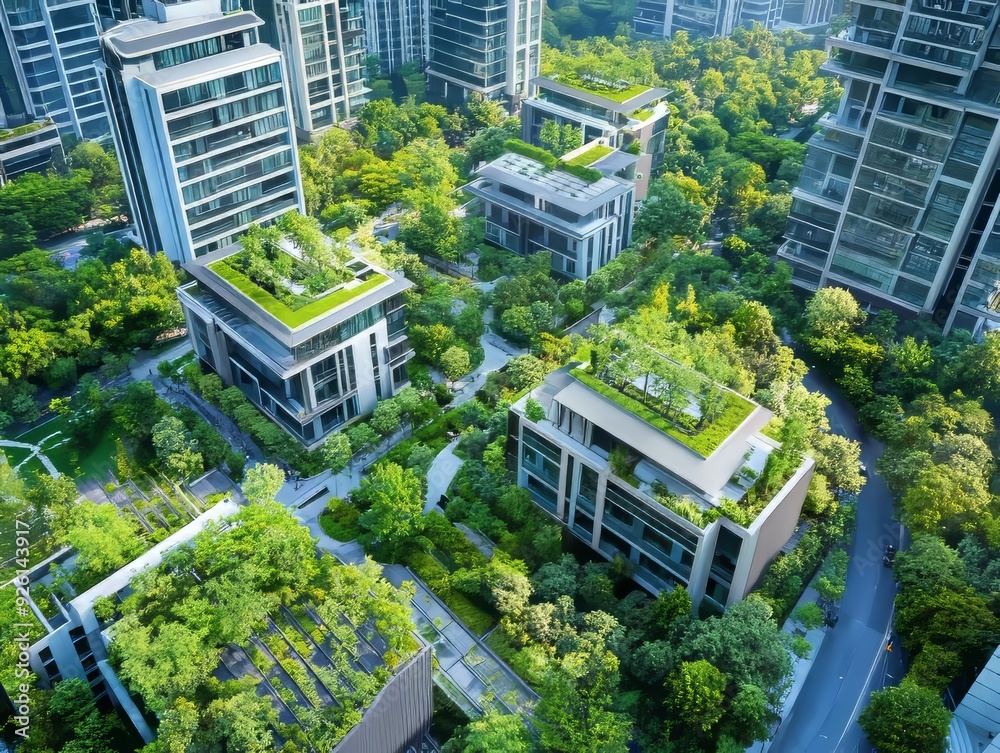 Dazzling aerial panorama of skyscraper forest, urban jungle meets vibrant sky Dazzling aerial panorama of skyscraper forest, urban jungle meets vibrant sky