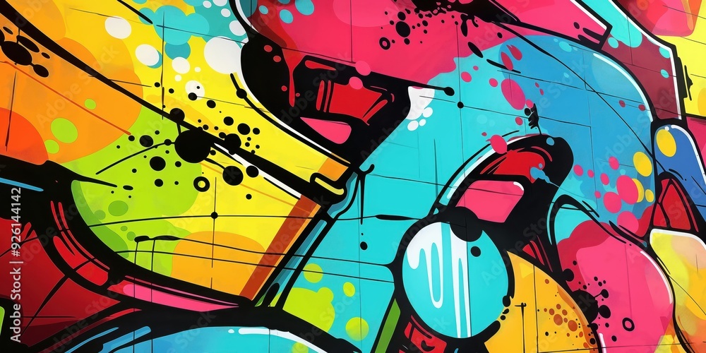 Obraz premium Vibrant Abstract Mural in Urban Setting created by ai
