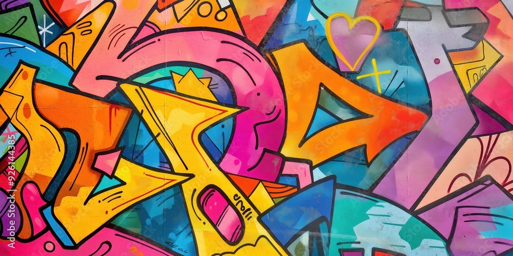 Fototapeta premium Vibrant Abstract Mural in Urban Setting created by ai