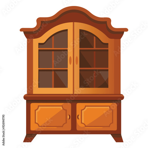 Illustration of Wooden Hutch on white