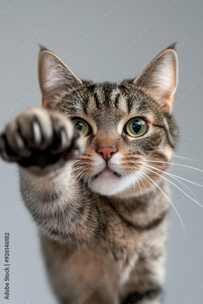 A cat playfully swiping with sharp claws, capturing its lively and playful behavior. A cat playfully swiping with sharp claws, capturing its lively and playful behavior.