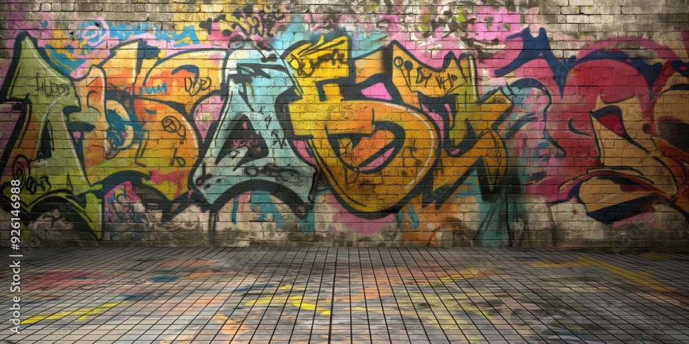 Fototapeta premium Vibrant Abstract Mural in Urban Setting created by ai