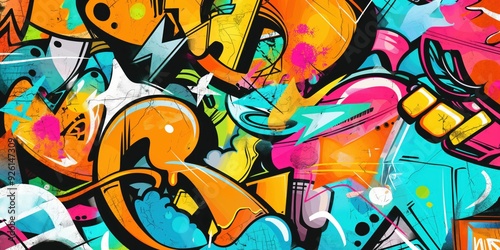 Wallpaper Mural Vibrant Abstract Mural in Urban Setting created by ai Torontodigital.ca