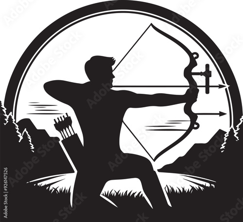 archery player vector design clipart flat style artwork photo
