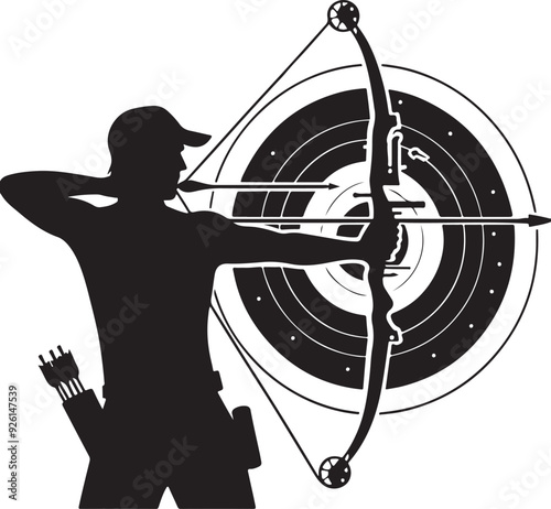 archery player vector design clipart flat style artwork photo